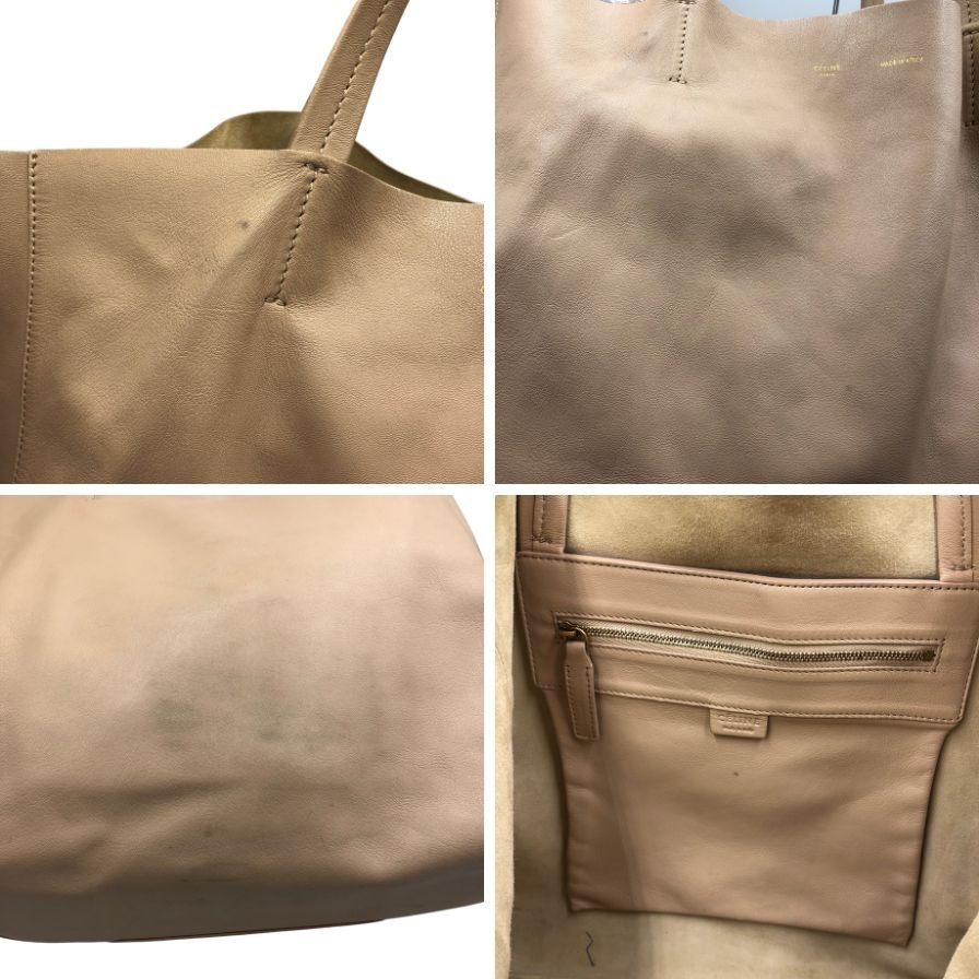 セリーヌ ホリゾンタルカバ レザー トートバッグ ピンク レディース フィービー期 CELINE horizontal cabas【AFE8】