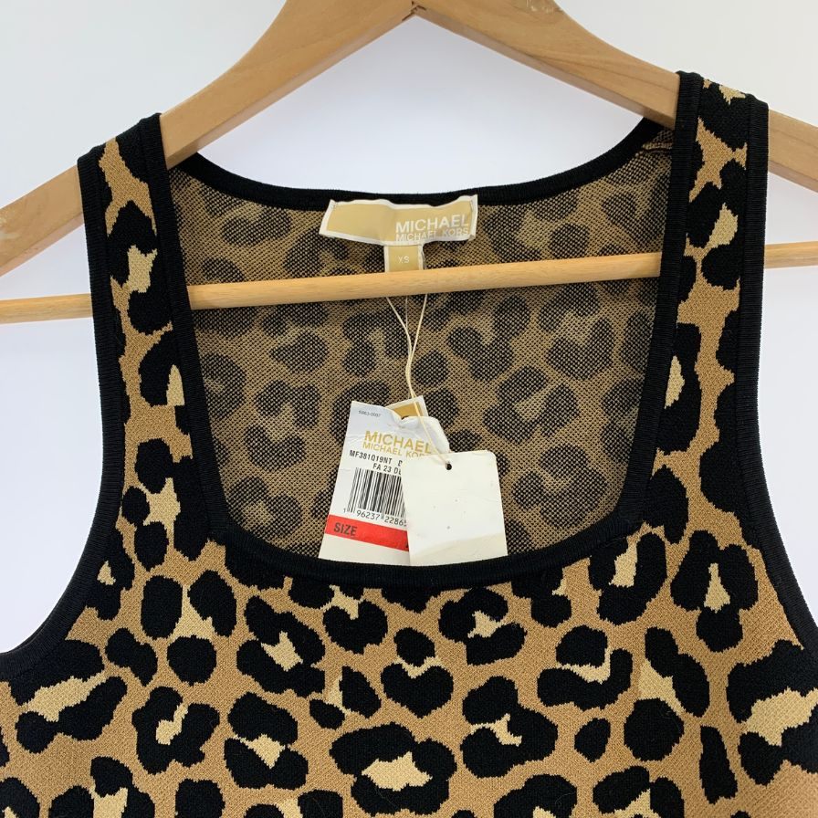 新品同様◆マイケルコース ワンピース ノースリーブ ドレス レオパード柄 レディース サイズXS 総柄 MICHAEL KORS 【AFB16】