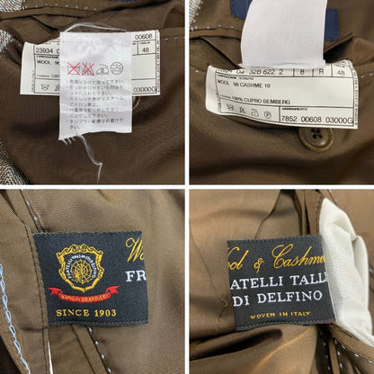 美品◆パルジレリ テーラードジャケット ペーン柄  ウール カシミア メンズ サイズ48 グレー系 PAL ZILERI 【AFB41】