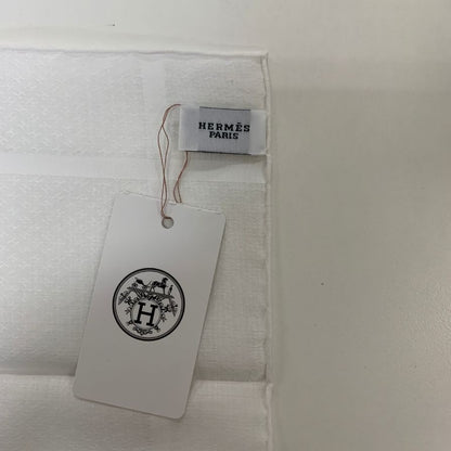 エルメス ハンカチ コットン100% ホワイト レディース HERMES【AFI18】【中古】