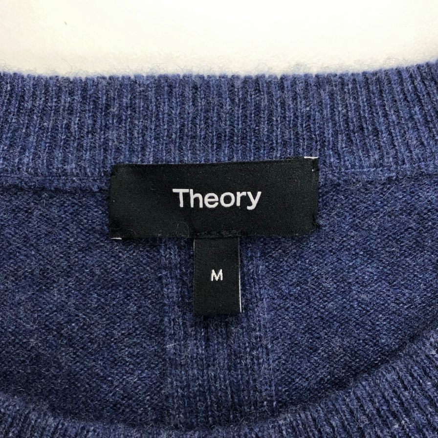 中古◆セオリー ニットセーター カシミア 100% クルーネック ブルー メンズ サイズM Theory 【AFB4】