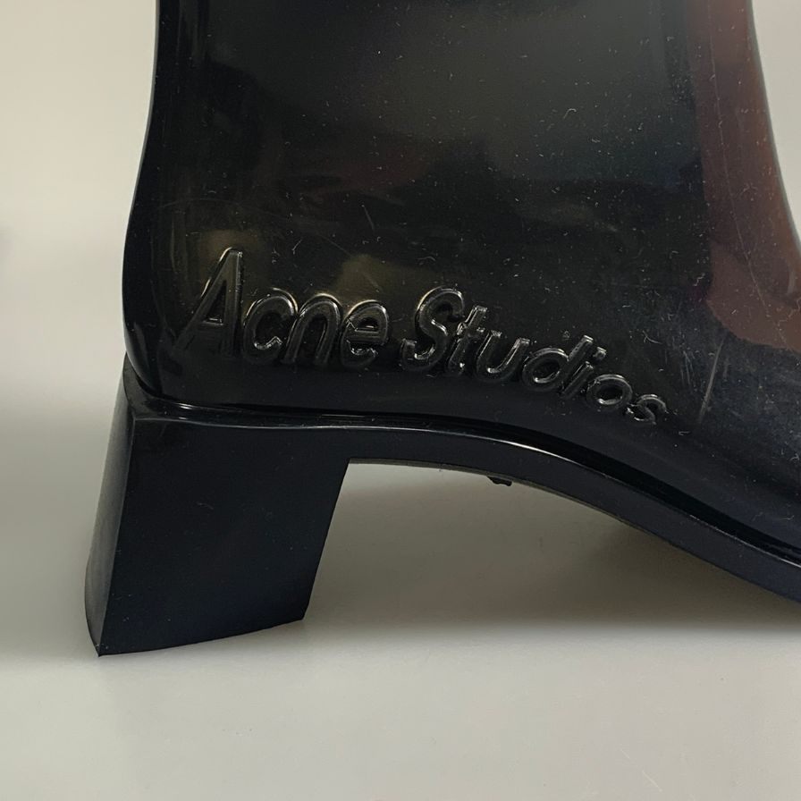 アクネストゥディオス アンクルブーツ ラバー ロゴ ブラック レディース サイズ38 AD0682 Acne Studios 約24.0cm【AFD12】