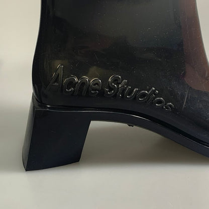 アクネストゥディオス アンクルブーツ ラバー ロゴ ブラック レディース サイズ38 AD0682 Acne Studios 約24.0cm【AFD12】