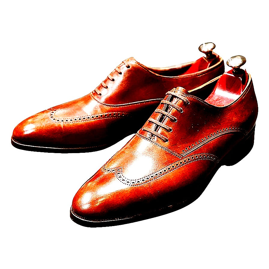 極美品◆ジョンロブ レザーシューズ ハットン ウイングチップ ミスティカーフ サイズ8.5 メンズ ブラウン系 JOHN LOBB HUTTON ビジネスシューズ 約26.5cm【LA】【中古】