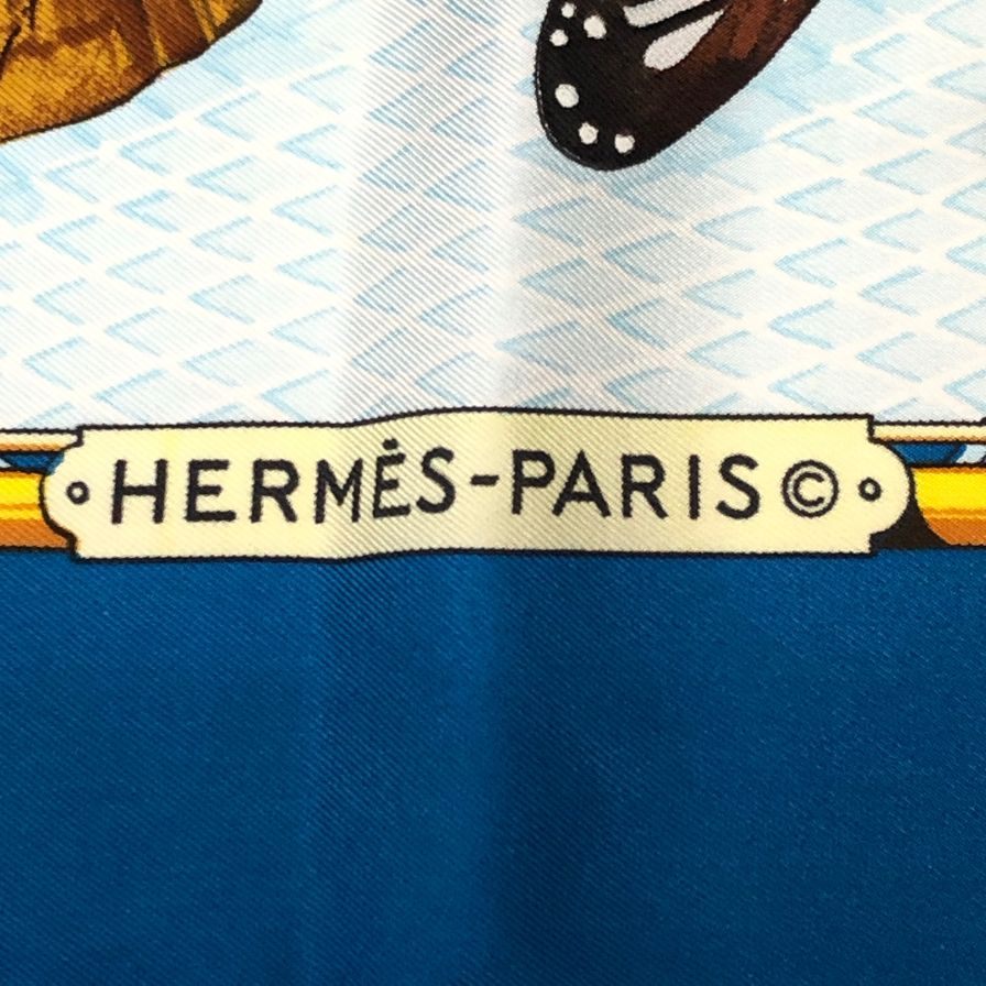 エルメス スカーフ カレ 90 プロヴァンス地方の踊り ブルー HERMES【AFI19-2】
