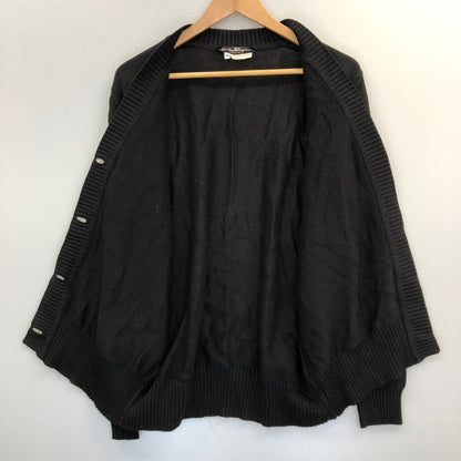 美品◆サルヴァトーレ フェラガモ Vネック カーディガン 100%コットン レディース サイズM ダークグレー ヴィンテージ Salvatore Ferragamo 【AFB6】