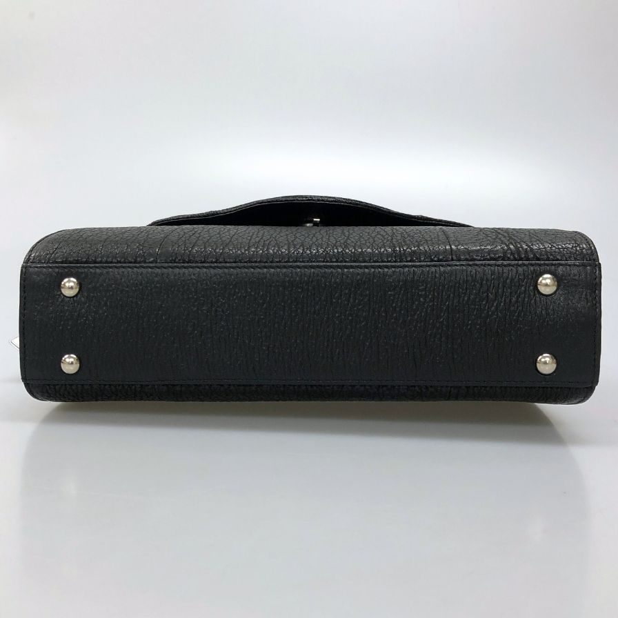 JRA ノーブランド ハンドバッグ シャーク レザー ブラック【AFE3】