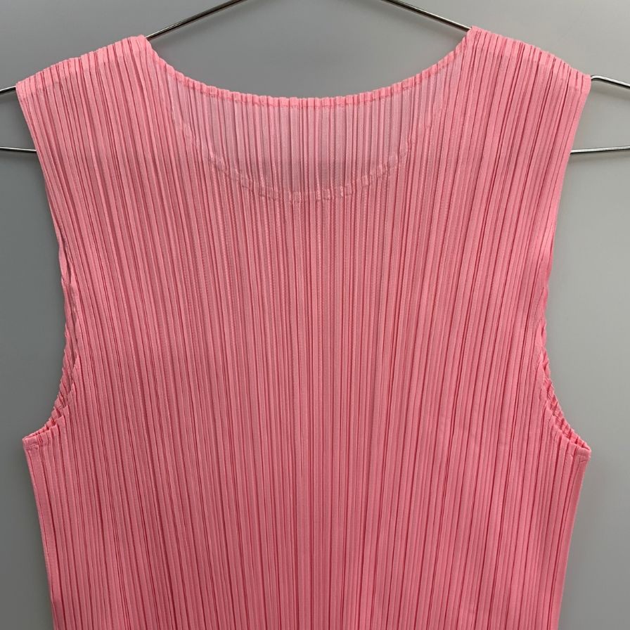 美品◆プリーツプリーズ イッセイミヤケ ノースリーブ PP41JK002 ピンク フリーサイズ  PLEATS PLEASE 【AFB15】
