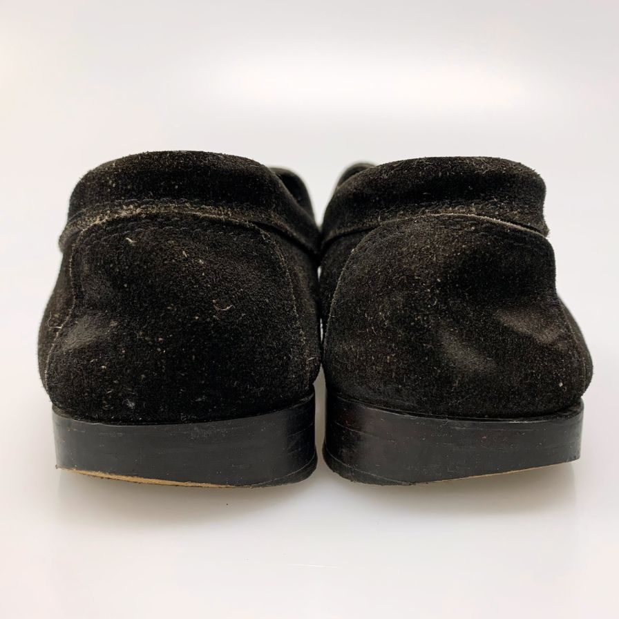 グッチ ビットローファー スエード モカシン ユニセックス ブラック サイズ37ハーフ GUCCI 約24.5cm【AFC43】