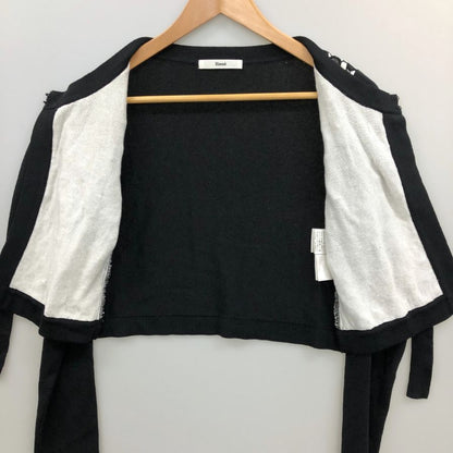 美品◆ルネ カーディガン フラワー レース 切替 コットン ブラック レディース サイズ38 Rene 【AFB6】