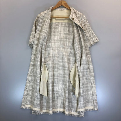 極美品◆ル シェル ブルー 半袖ワンピース ツイードショートドレス ベージュ系 レディース サイズ36 LE CIEL BLEU 【AFB6】