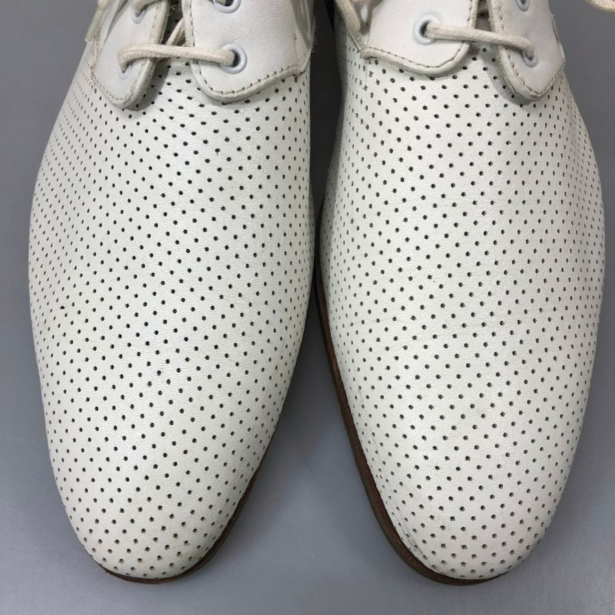 ワールドフットウェアギャラリー レザーシューズ プレーントゥ メッシュ ホワイト サイズ6.5 メンズ World Footwear Gallery 約25.0cm【YB4】