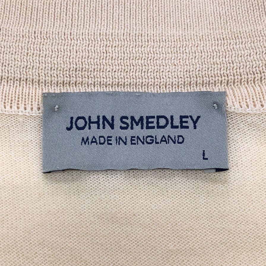 中古■ジョンスメドレー ニットポロ 半袖 ベージュ メンズ サイズL JOHN SMEDLEY 【AFB8】