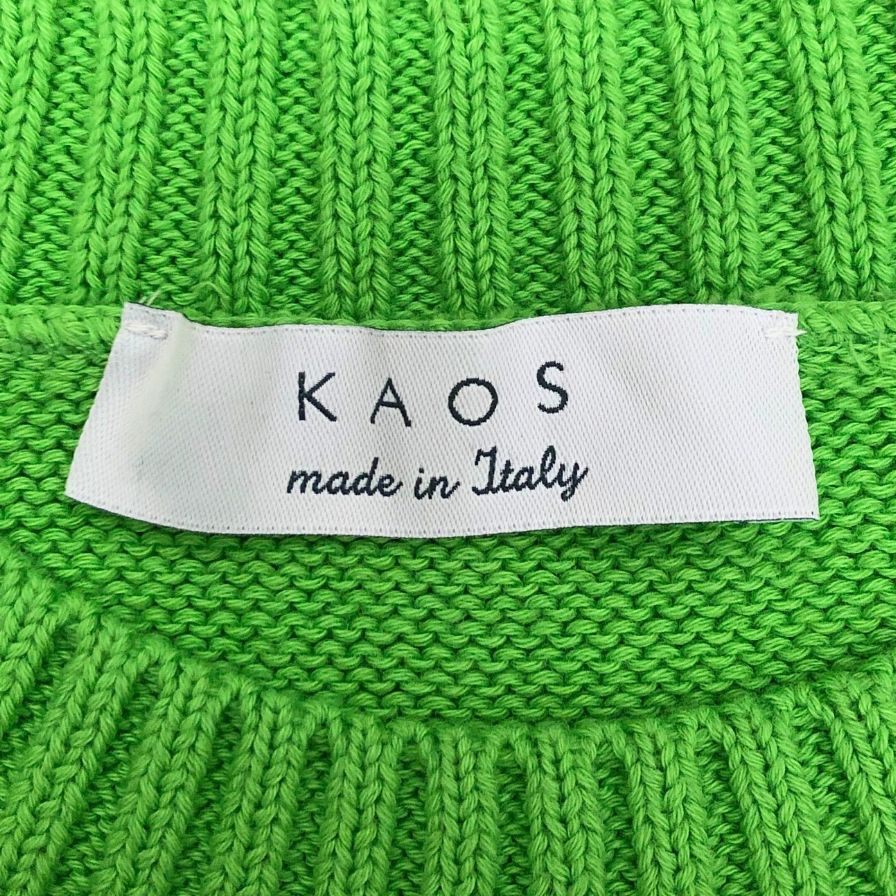 美品◆カオス ニット セーター コットン 100％ レディース イタリア製 サイズM グリーン KAOS 【AFB23】