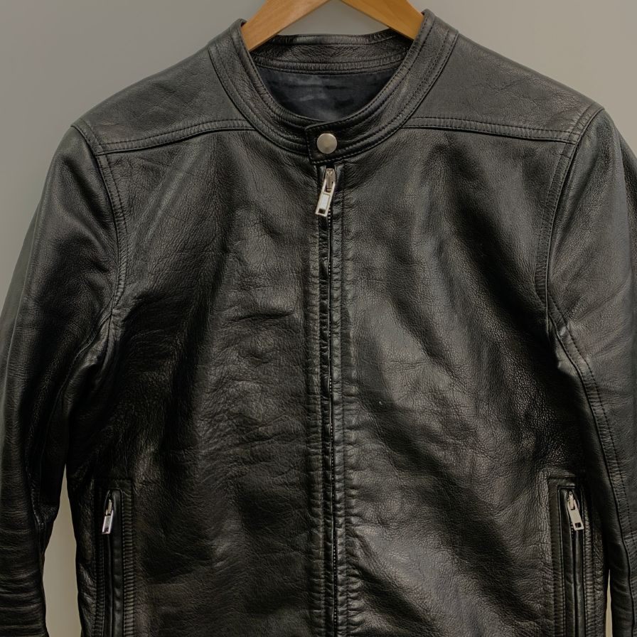 美品◆リックオウエンス レザージャケット シングルライダース 本革 RU16F6778 ブラック メンズ サイズ48 Rick Owens 【AFG1】