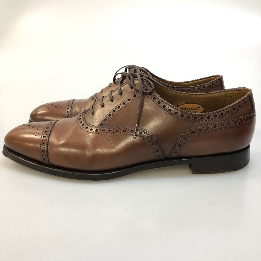 エドワードグリーン レザーシューズ セミブローグ カドガン 202ラスト ブラウン UK9.5E EDWARD GREEN CADOGAN ビジネスシューズ 約28.5cm【LA】【中古】