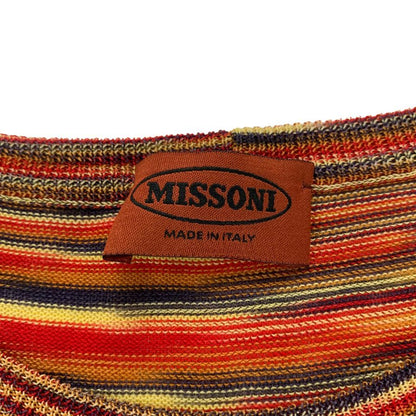 極美品◆ミッソーニ 半袖Tシャツ 総柄 オレンジ系 レディース サイズ48 MISSONI 【AFB44】