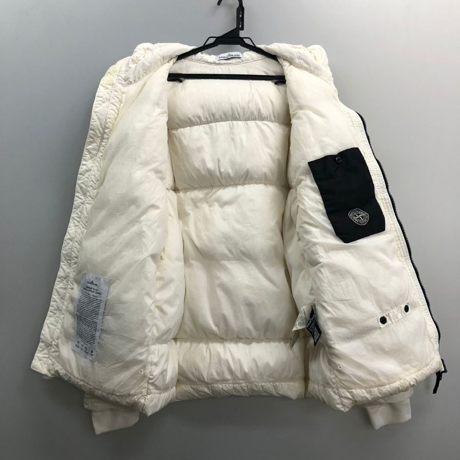 中古◆ストーンアイランド ガーメントダイ クリンクル レップス ダウンパーカー メンズ 豊田貿易 サイズXL ホワイト STONE ISLAND 【AFF19】