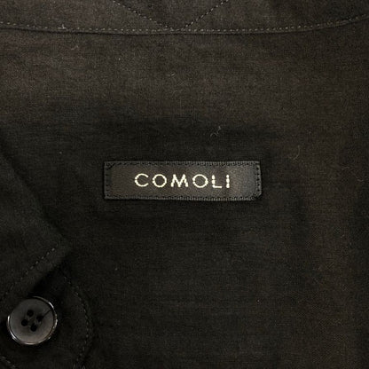 極美品◆コモリ  KHADIコットンWレイヤー コモリシャツ ブラック メンズ サイズ2 C03-02005 COMOLI 【AFB34】