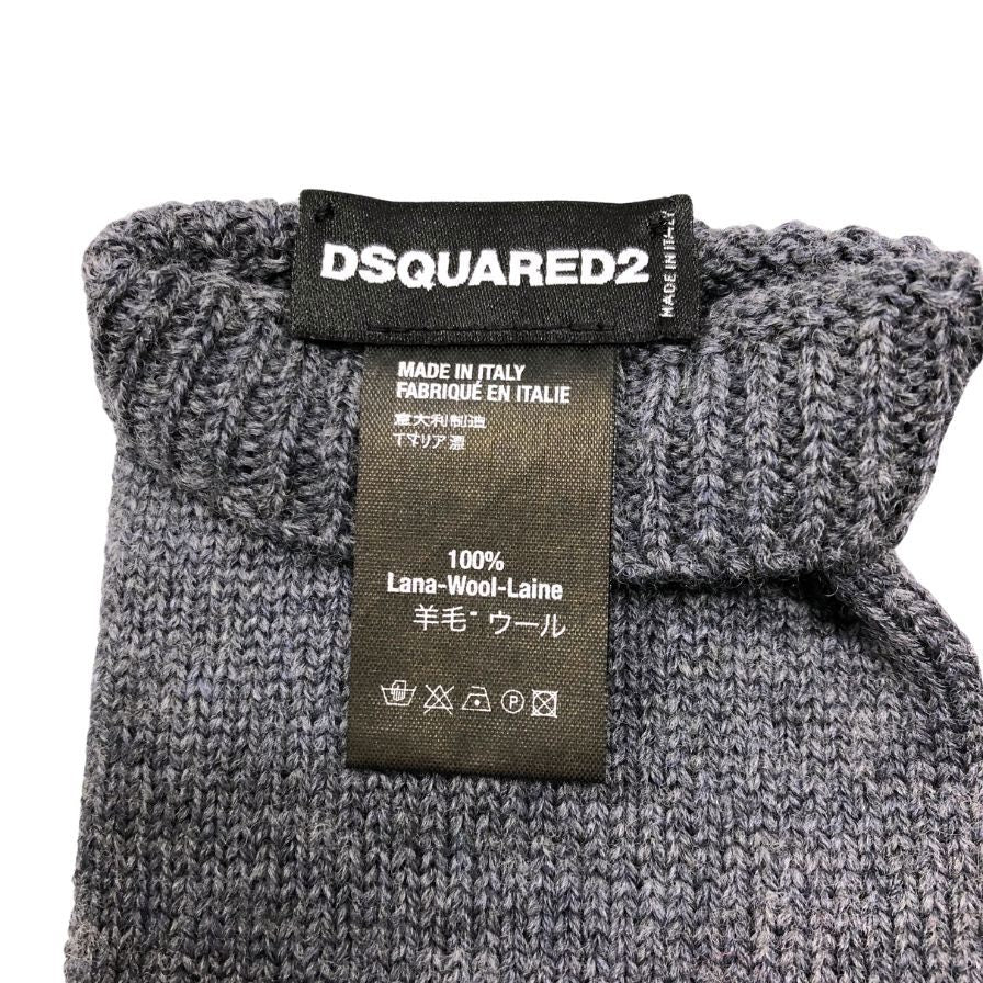 ディースクエアード 手袋 ニット ロゴプレート ウール レディース グレー DSQUARED2