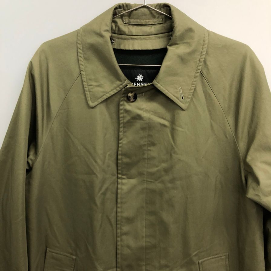 極美品◆グレンフェル ステンカラーコート Slim Campbell コットンギャバジン オリーブ ライナー付 サイズ36 GRENFELL 【AFA1】