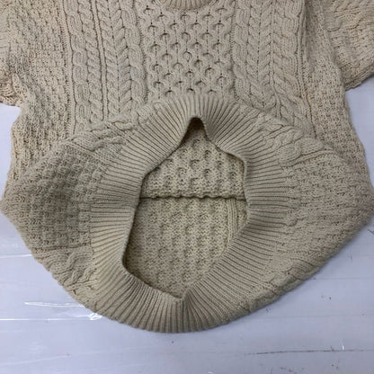 美品◆アラン ウーレンミルズ ニットセーター クルーネック ウール アイルランド製 メンズ サイズS ホワイト系 aran WOOLLEN MILLS 【AFB26】