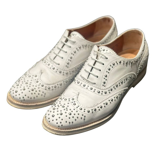 チャーチ レザーシューズ BURWOOD MET 2 スタッズ ウィングチップ  レディース ホワイトサイズ37 church's ビジネスシューズ 約23.5cm【LA】【中古】