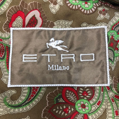 美品◆エトロ 2つボタン ジャケット ストライプ柄 裏地ペイズリー メンズ サイズ50 グリーン系 ETRO 【AFA20】
