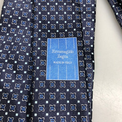 エルメネジルド ゼニア ネクタイ 100%シルク ネイビー Ermenegildo Zegna【AFB50】