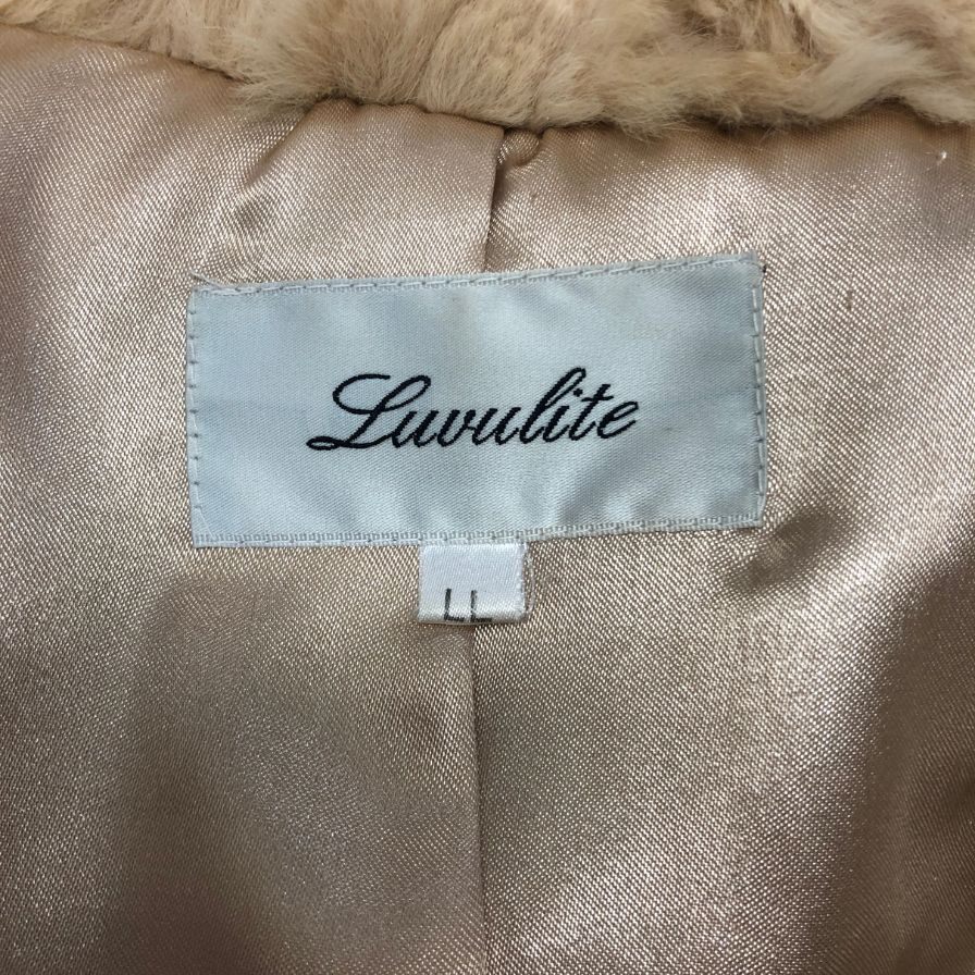 ルブライト レッキスラビットファー ハーフコート ベージュ レディース サイズLL Luvulite【AFG1】