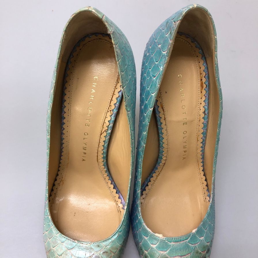 シャーロットオリンピア パンプス ハイヒール パイソン サイズ36.5 レディース ブルー系 Charlotte Olympia 約23.5cm【AFC2】