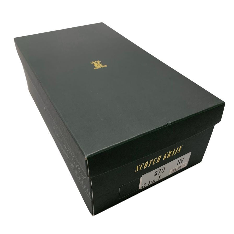 スコッチグレイン レザーシューズ セミブローグ モデナ 970 ミュージアムカーフ メンズ ネイビー サイズ25.5 scotch grain 約25.5cm【AFD6】