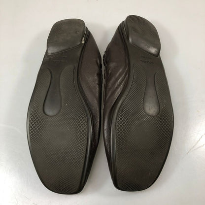 プラダ バレエシューズ レザー モカシン ブラウン レディース サイズ37 PRADA 約24.0cm【AFC49】