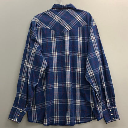 美品◆ラングラー 90S 長袖シャツ バングラデシュ製 ブルー メンズ サイズXL Wrangler 【AFB12】
