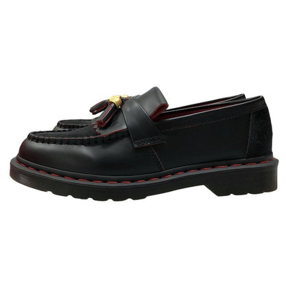 ドクターマーチン 24SS タッセルローファー エイドリアン ハラコ×レザー ブラック×レッド YEAR OF THE DRAGON レディース UK8 Dr. Martens 約27.0cm【AFD8】