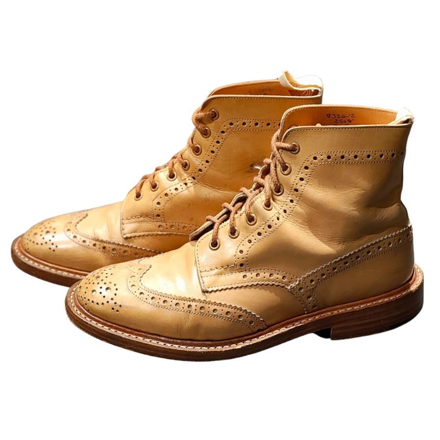 トリッカーズ レザーブーツ カントリーブーツ 2508 モールトン ベージュ メンズ サイズUK8 Tricker’s MALTON ブーツ 約26.5cm【LA】【中古】