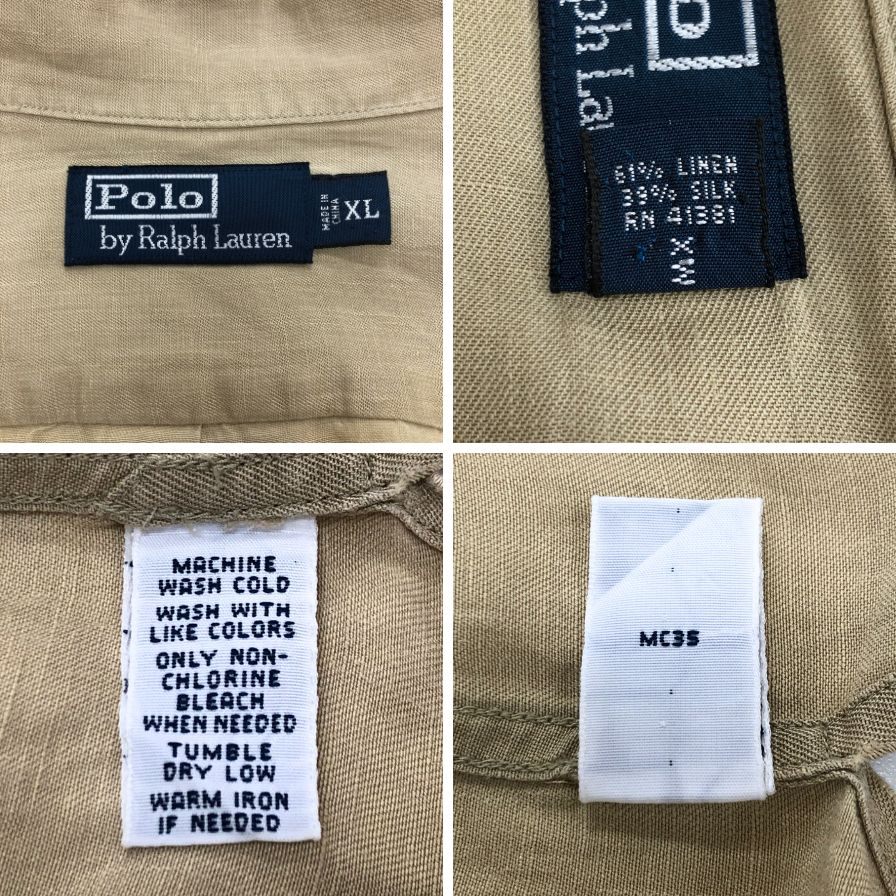 美品◆ポロ ラルフローレン ヴィンテージ開襟シャツ ベージュ メンズ サイズXL POLO RALPH LAUREN 【AFB45】