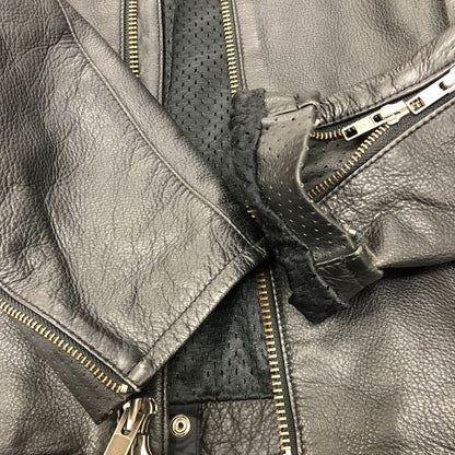 中古◆ハーレーダビッドソン シングルライダース レザー ジャケット ロゴ デザイン ブラック サイズL HARLEY DAVIDSON 【AFG1】
