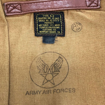 美品◆フラワーズマックローガン レザージャケット TYPE A-2 ワッペン メンズ ブラウン サイズ不明 FLOWERS McCOLGAN 【AFG1】