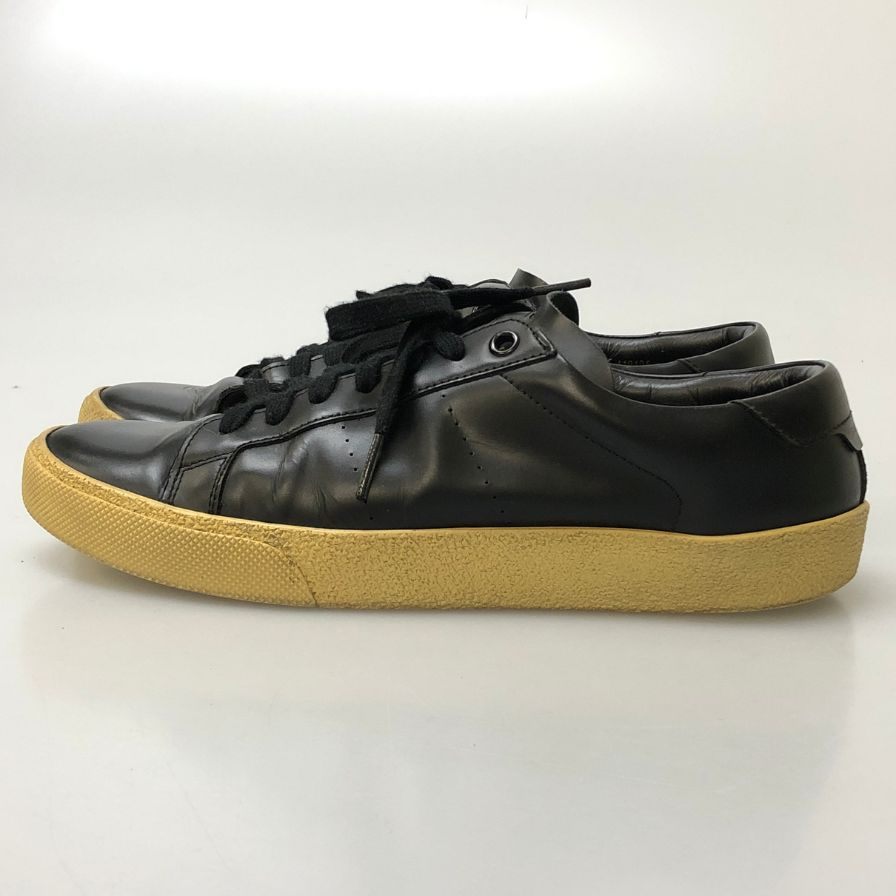 サンローラン レザースニーカー ガムソール 419195 ローカット ブラック 38 メンズ SAINT LAURENT 約23.5cm【AFC8】