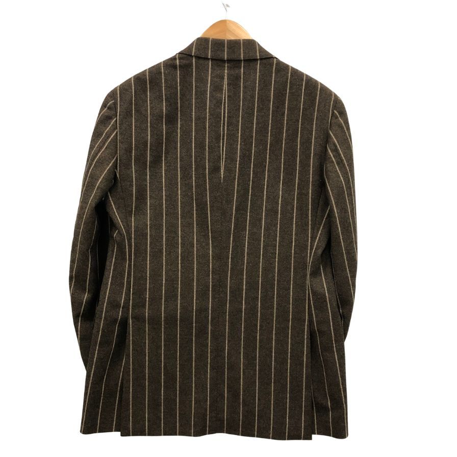 極美品◆カンタレリ テーラードジャケット 3B カシミヤ混 ストライプ サイズ48 ブラウン系 メンズ Cantarelli 【AFB45】