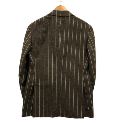 極美品◆カンタレリ テーラードジャケット 3B カシミヤ混 ストライプ サイズ48 ブラウン系 メンズ Cantarelli 【AFB45】