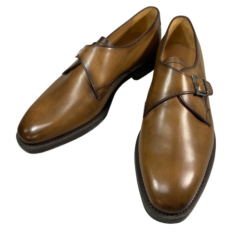 ベルルッティ カーフレザー シングルモンクストラップ ビジネスシューズ メンズ サイズ6.5 ブラウン Berluti 約25.0cm【AFD3】