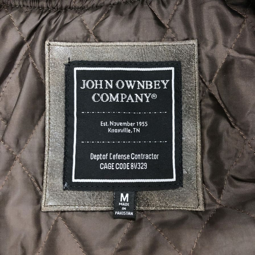 中古◆ジョン オウンビー カンパニー アウター MA-1 レザー ブラウン系 メンズ サイズM John Ownbey Company 【AFG1】