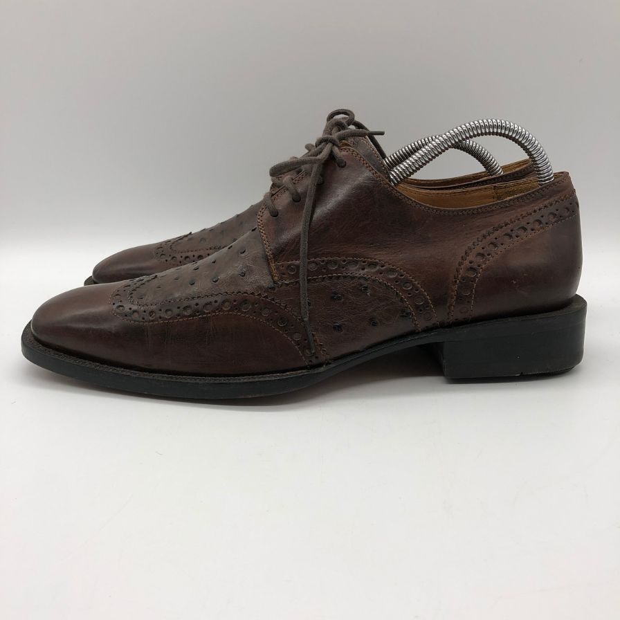 ケネスコール レザーシューズ ウィングチップ 型押し レザー ブラウン サイズ7 KENNETH COLE 約25.0cm【PTM3】