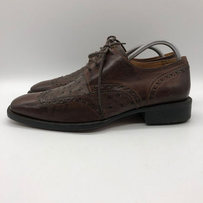 ケネスコール レザーシューズ ウィングチップ 型押し レザー ブラウン サイズ7 KENNETH COLE 約25.0cm【PTM3】