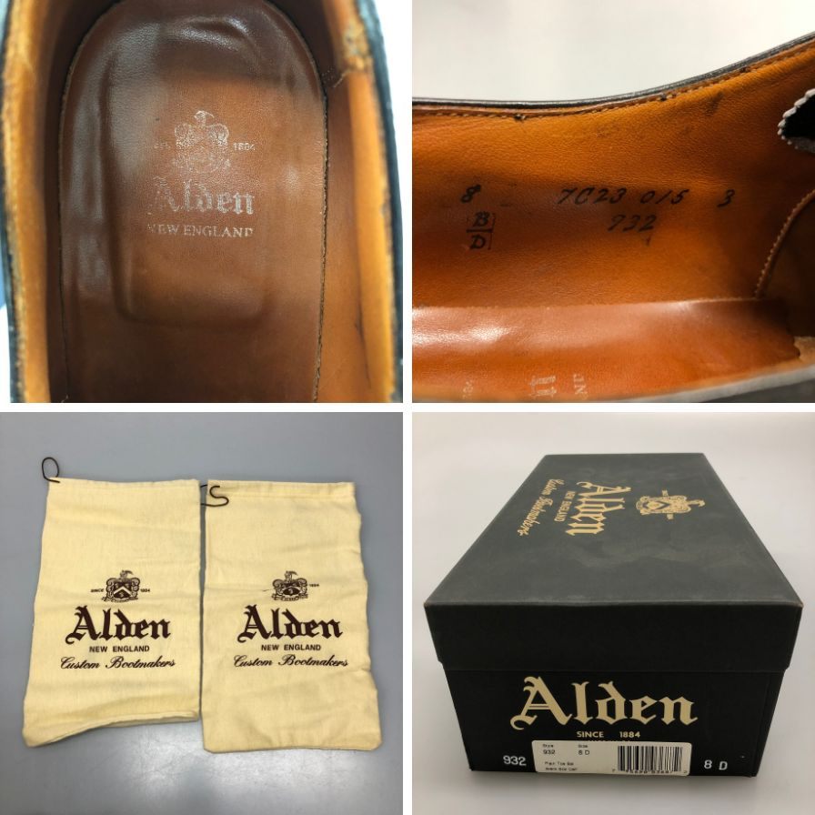 オールデン 932 レザーシューズ 内羽根 プレーントゥ カーフ メンズ ブラック サイズ8 ALDEN ビジネスシューズ 約26.0cm【LA】【中古】