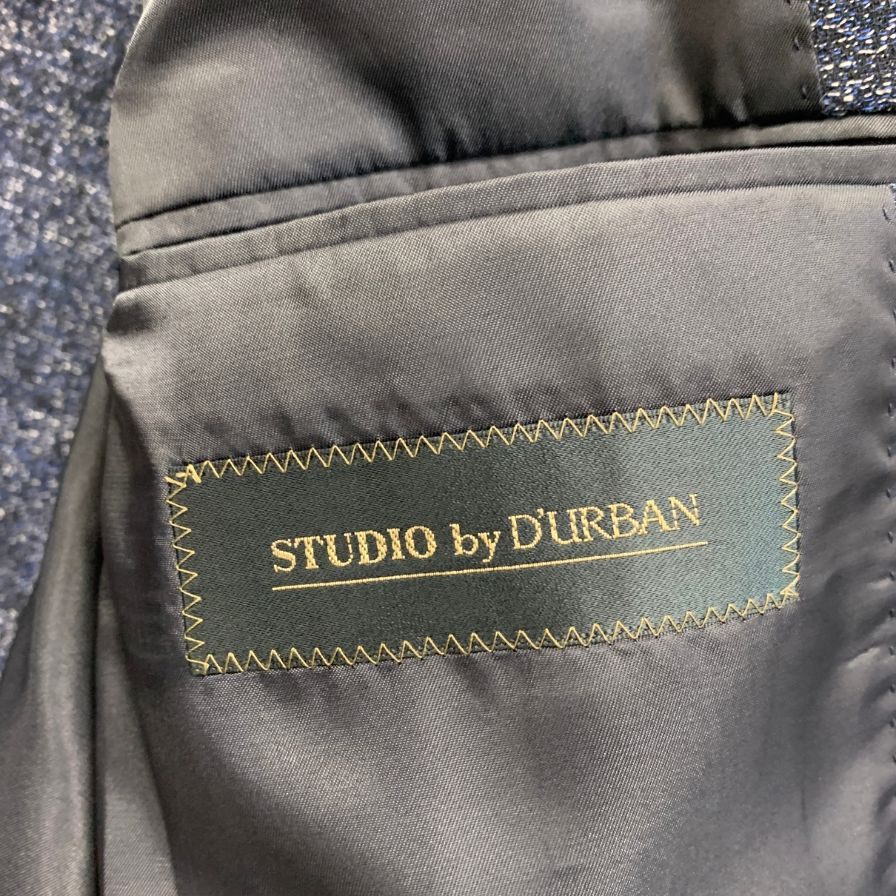 極美品◆ダーバン FORTEX生地 2Bジャケット ツイード メンズ サイズ記載なし ブルー STUDIO by D'URBAN 【AFB26】