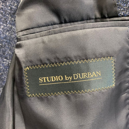 極美品◆ダーバン FORTEX生地 2Bジャケット ツイード メンズ サイズ記載なし ブルー STUDIO by D'URBAN 【AFB26】