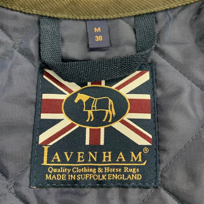 極美品◆ラベンハム ノーカラー キルティングジャケット LVH-17S-008 オリーブ系 メンズ サイズM LAVENHAM 【AFB48】